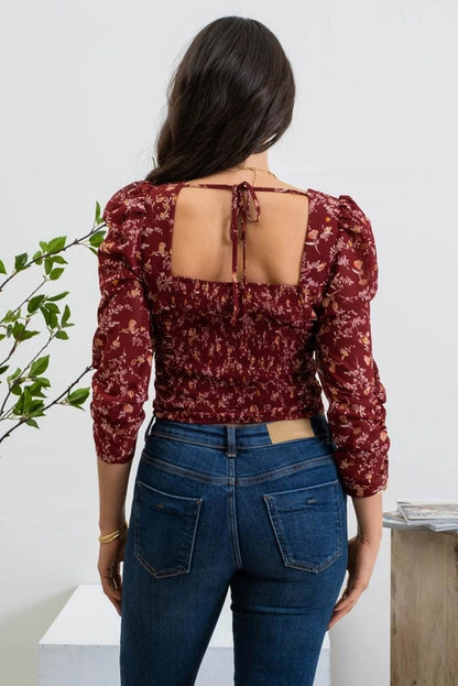 Sweetheart 3/4 Sleeve Floral Top