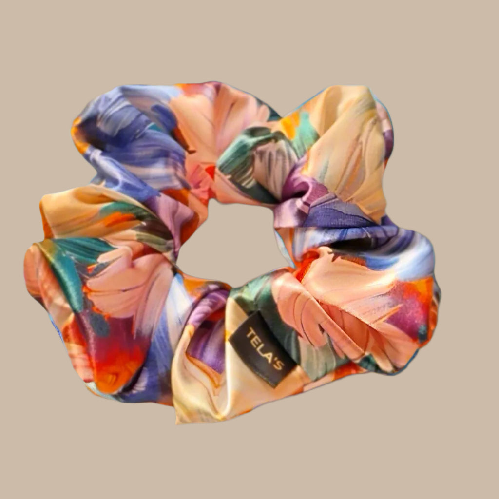 Spring print silk scrunchies