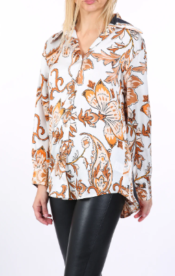 Beulah Style Enchanting Paisley Satin Blouse