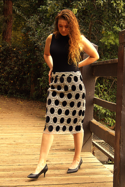 Gracia Velvet Polka Dot Crochet Skirt