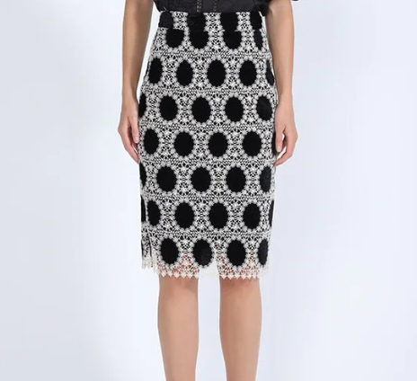 Gracia Velvet Polka Dot Crochet Skirt