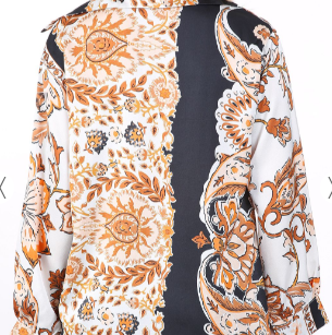 Beulah Style Enchanting Paisley Satin Blouse