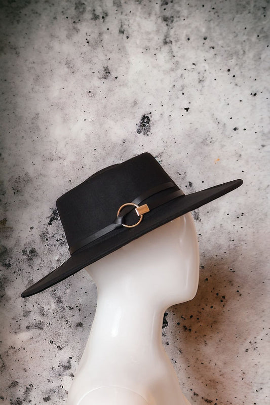 Gold Ring Buckle Bolero Hat Black