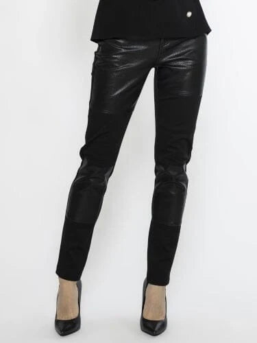 Gracia Edgy Elegance Leather Patchwork Point Pants