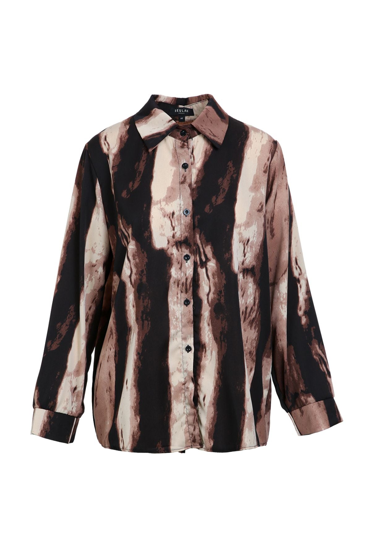 Beulah Style Abstract Printed Button Up Blouse